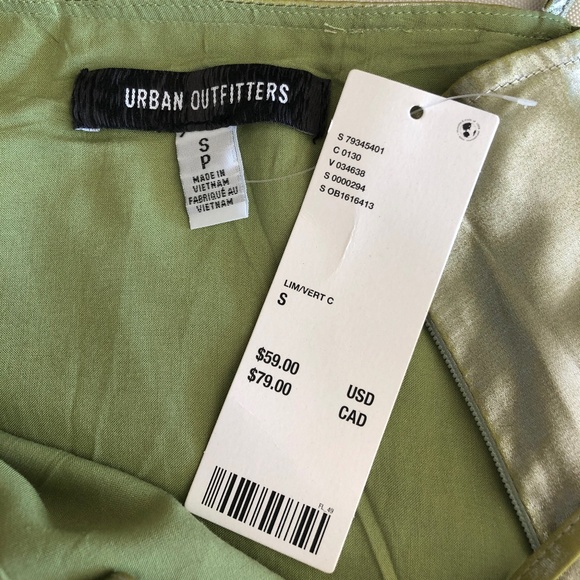 Urban Outfitters "Mallory" Slip Dress - Metallic Lime Size S - Picture 6 of 8